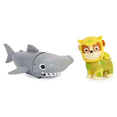 Figurina cu prieten rechin ciocan Paw Patrol Aqua Pups Rubble