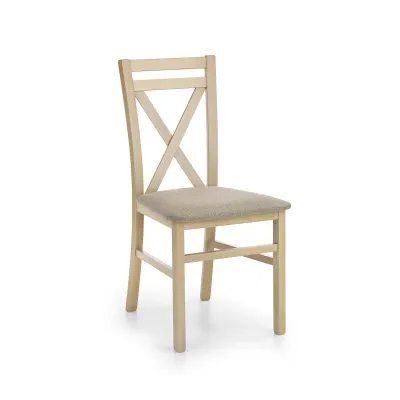 Scaun Halmar Dariusz pentru dining/bucatarie, stil clasic, cadru lemn, tapitat, 45x43x90 cm, maro/bej