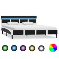 Gossi cadru de pat cu led, negru, 140 x 200 cm, piele ecologica