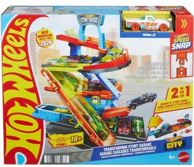 Set de joacă 2 in 1 Hot Wheels City -Garaj transformabil cu cascadă