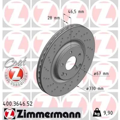 Disc frana ZIMMERMANN 400.3646.52