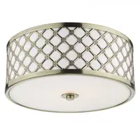 Lampa tavan Civic Small 2 Light Flush Antique Brass Frosted Glass