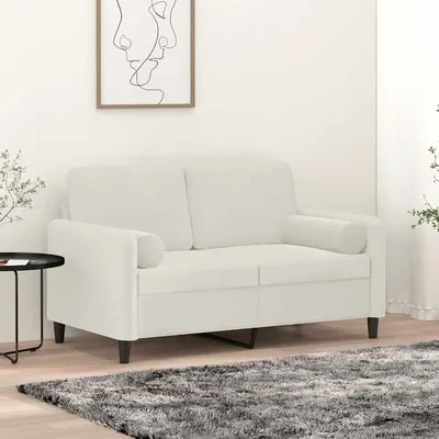 vidaXL Perne decorative, 2 buc., crem, Ø15x50 cm, catifea