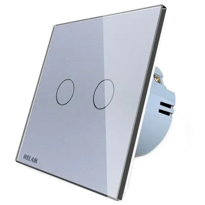 Intrerupator dublu cu touch Welaik panou din sticla A1921CS, gri