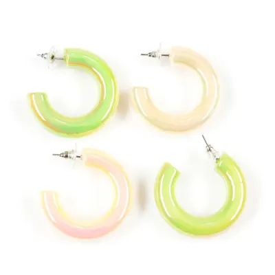 Set 2 perechi de cercei hoop pastel