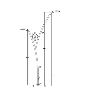 Stalp tehnic decorativ 6+8 metri , dublu curbat rutier si pietonal
