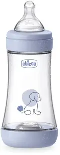 Biberon Chicco Perfect 5 - debit mediu, 240 ml, 3+ luni, albastru