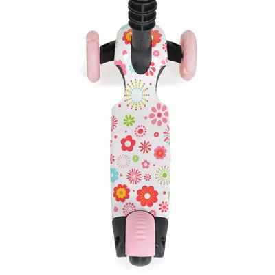 Trotineta evolutiva Scooter 3in1 cu maner parental,viraj intuitiv,inaltime ghidon reglabila pe 3 nivele,baza antiderapanta,scaunel cu spatar,roti PU cu lumini si cosulet Moni Lollipop Pink