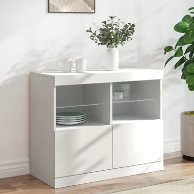 vidaXL Servantă cu lumini LED, alb, 81x37x67 cm