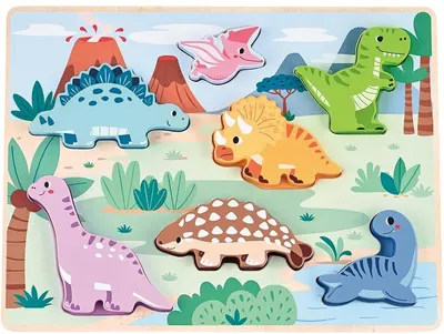 Puzzle 3D din lemn Lelin - Dinozaurii