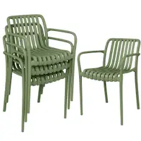 Outsunny Set 4 Scaune de Grădină Stivuibile din Plastic Anti-UV, Scaune pentru Prânz în Exterior cu Spătar Ergonomic cu Lamele și Mânere, pentru Terasă Balcon Grădină Exterior Interior, 55x58,5x81,5 cm, Verde | Aosom Romania