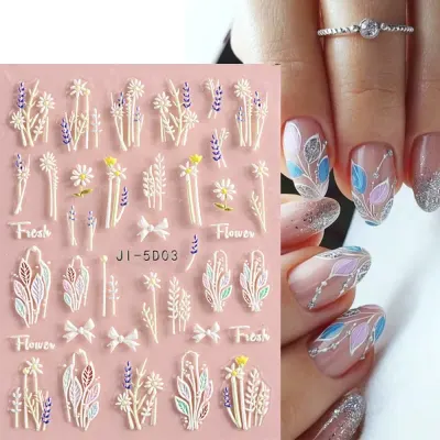 Abtibilduri unghii 3D Marquise, STICKER73, Alb