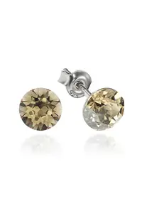 Cercei Argint 925 placat cu rodiu cu cristale Swarovski® Xirius 6mm - Galben inchis