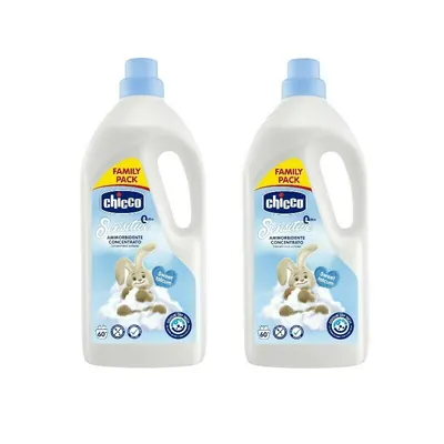 Pachet 2x balsam concentrat pentru haine, Chicco, fara coloranti si substante nocive, testat dermatologic, 60 de spalari, Sweet Talcum, 0 luni+, 1.5L