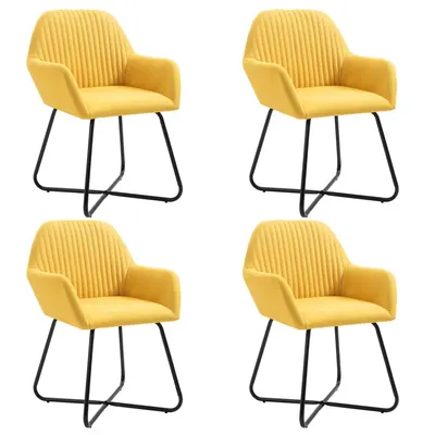vidaXL Scaune de bucătărie, 4 buc., galben, material textil
