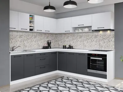 Set Mobila Bucatarie Colt Mina Dual 240*240 Gri Antracit/Alb C113