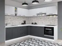 Set Mobila Bucatarie Colt Mina Dual 240*240 Gri Antracit/Alb C113
