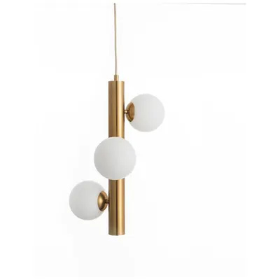 Lampa suspendata JAKLIN Opal Sticla Antique Brass Metal Auriu Fabric Wire LED G9 3x5 Wat 230 Volt IP20 Fara bec