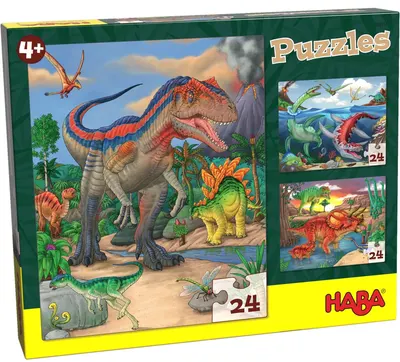 Puzzle pentru copii 3 in 1 Haba - Dinozauri