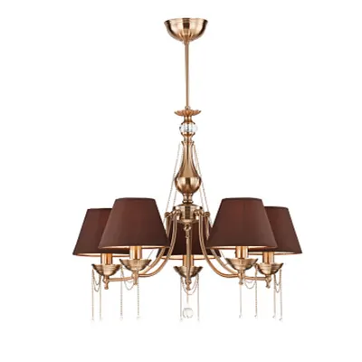Lustra Chester - H(min) 700mm, H(max) 940mm, ⌀ 640mm , Brown, 5 X E14 (60W), Metal, Cotton on PVC, IP20, 2.6kg