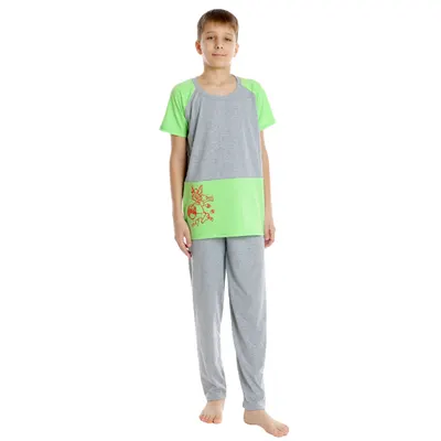 Pijama copii (baieti) AP2521 gri/vernil, Andana | marimea 40 (13/14 ani)