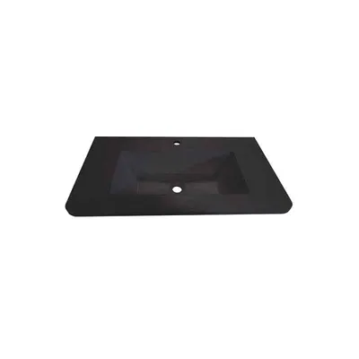 Lavoar din compozit 80 cm, colturi rotunjite, negru mat, Fluminia Pisa