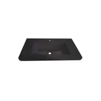 Lavoar din compozit 80 cm, colturi rotunjite, negru mat, Fluminia Pisa