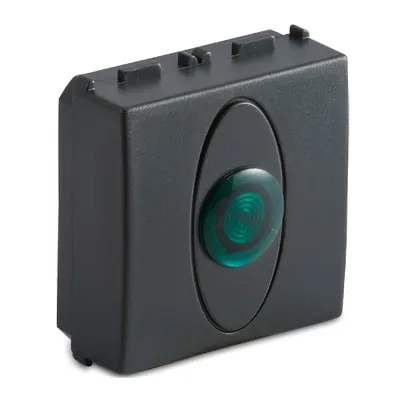 Priza cu lampa lumina verde de usa, 2 module, 220V, gri