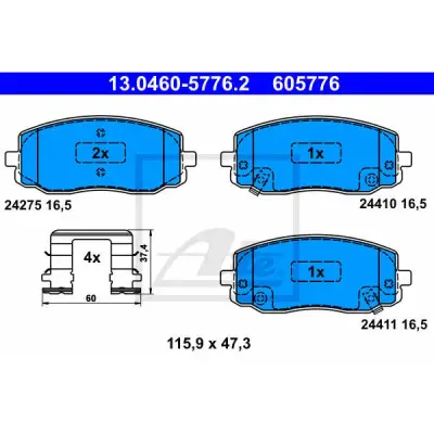 Set placute frana, frana disc ATE 13.0460-5776.2