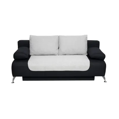 Canapea extensibila DARIA, 3 locuri, cu arcuri si lada depozitare, negru albastrui + gri deschis, 195x98x74 cm