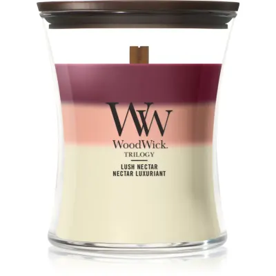 Woodwick Trilogy Lush Nectar lumânare parfumată cu fitil din lemn 275 g