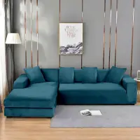 Husa elastica universala pentru coltar, Catifea Turcuaz