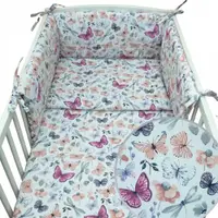Set lenjerie de patut 3 piese Kerstin Fluturasi cu husa de pilota,fata de perna si aparatoare laterala 180x30 cm,din bumbac,inchidere cu fermoar,compatibila pautut 120x60 cm