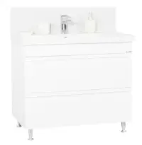 Set Baza front MDF si Lavoar seria 786, cu sertare, 100 cm, alb