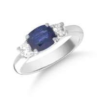 Inel din aur alb cu safir de 1.4ct si diamante de 0.3ct