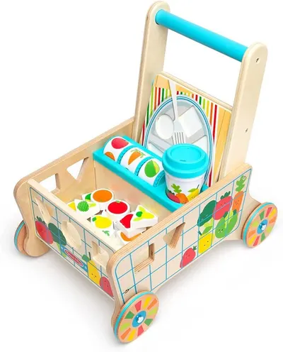Melissa & Doug Set din lemn - Sorter pentru cărucior de alimente