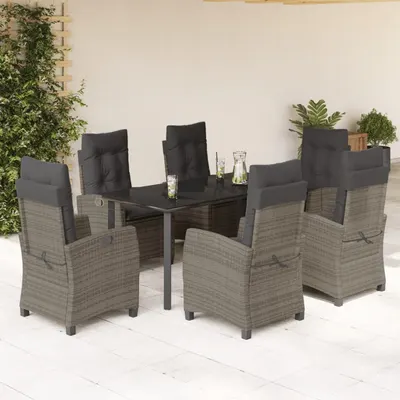 Gossi set mobilier de gradina cu perne, 7 piese, gri, poliratan