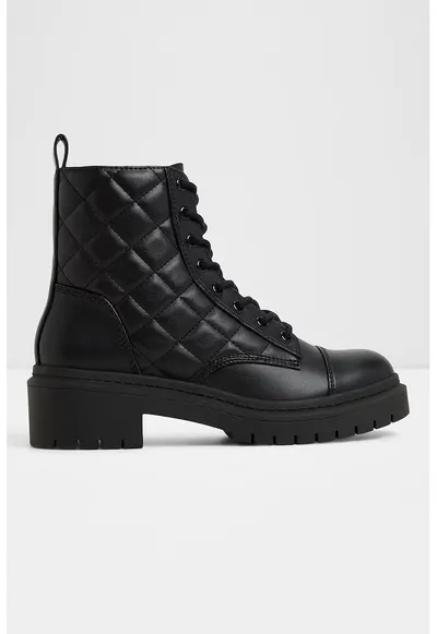 Bocanci din piele ecologica cu aplicatie cap-toe Goer - Negru stins