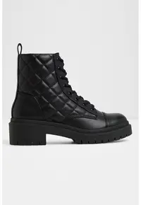 Bocanci din piele ecologica cu aplicatie cap-toe Goer - Negru stins