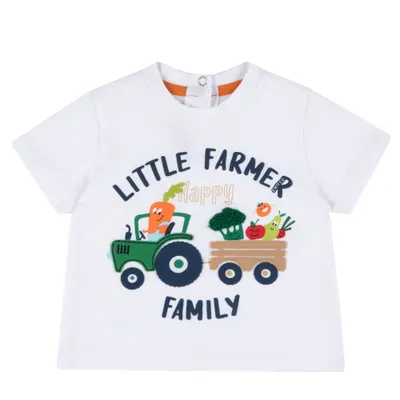 Tricou copii Chicco, alb cu model, 67571