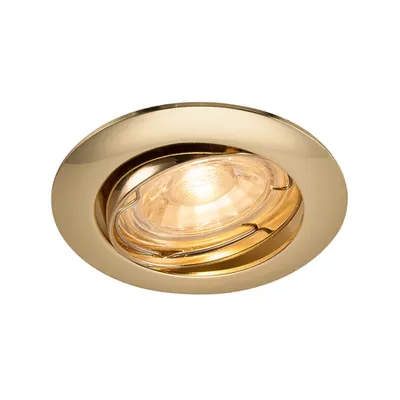 Spot incastrat, PIKA Ceiling lights GU10, brass recessed ceiling light, QPAR51, swivelling, brass, max. 50W