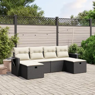 Gossi set mobilier de gradina cu perne, 6 piese, negru, poliratan