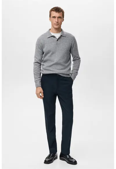 Pantaloni slim-fit cu dungi - Bleumarin