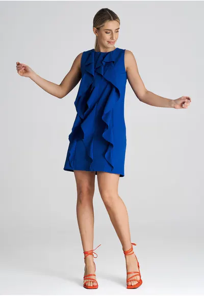 Rochie trapez eleganta - poliester - albastru