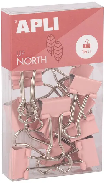 Cleme metalice Apli Up North - 19 mm, 14 buc., roz