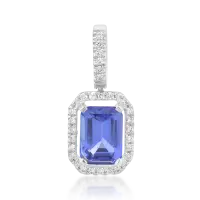 Pandantiv din aur alb cu tanzanit octogonal de 1.14ct si diamante de 0.095ct