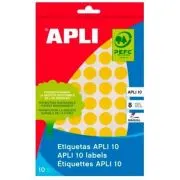 Etichete autoadezive Apli, galben, 19 mm, 320 etichete/blister