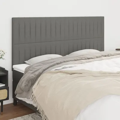 vidaXL Tăblie de pat gri închis 180x5x118/128 cm, material textil