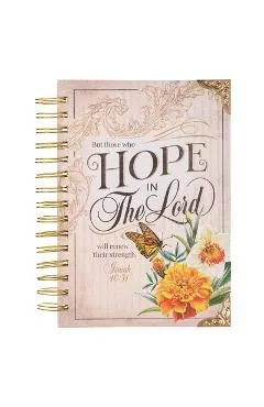 Christian Art Gifts Journal W/Scripture for Women Hope in the Lord Isaiah 40:31 Butterfly Deep Ocean Blue 192 Ruled Pages, Large Hardcover Notebook, W