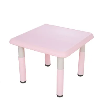Masuta din plastic pentru copii 60x60 cm cu inaltime reglabila pe 7 nivele,margini rotunjite,picioare antiderapante pentru activitati acasa,cresa sau gradinita Nichiduta Pink